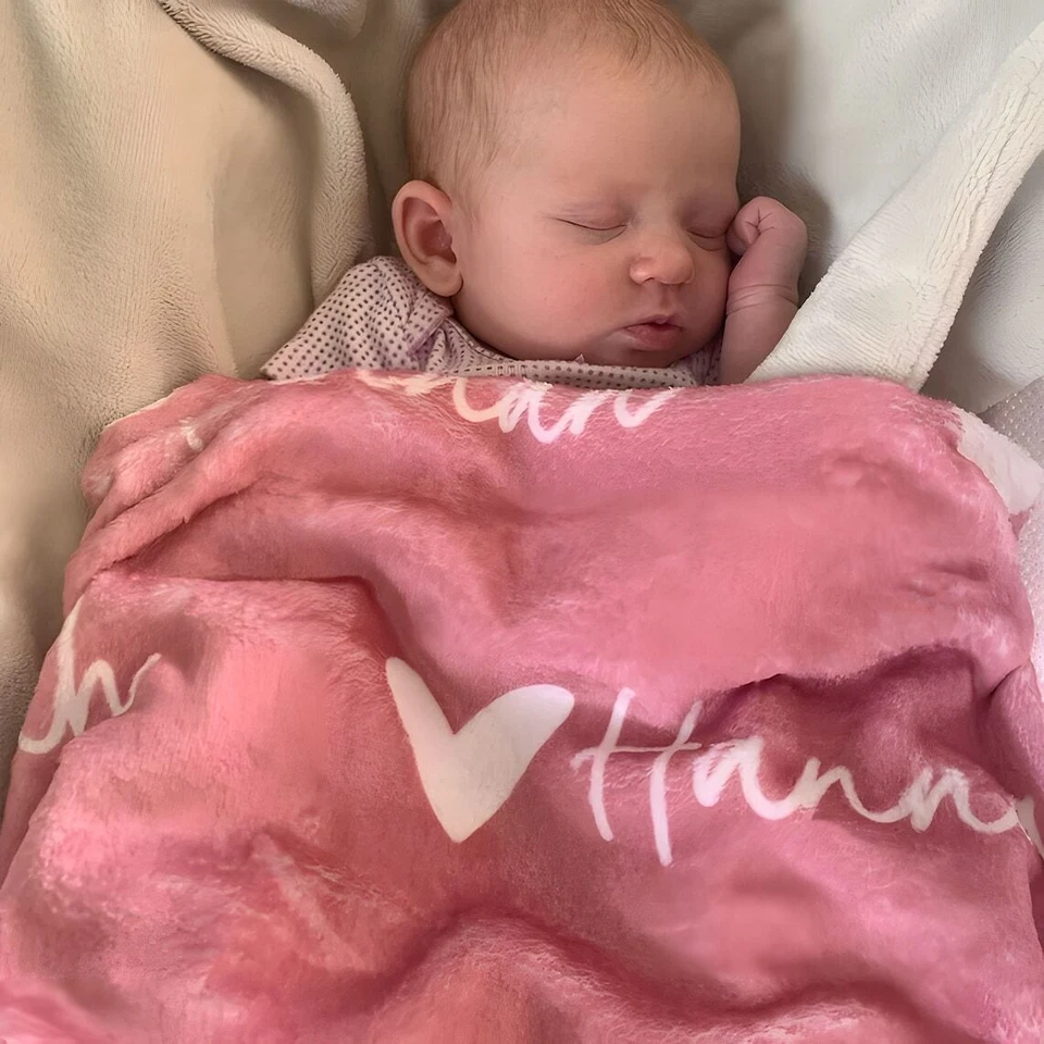 Personalized Girl Name Blanket, Custom Baby Blanket, Newborn Blanket, Girl Gift - Image 2 of 4