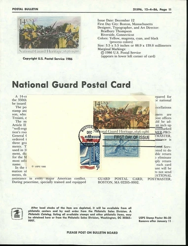 Ranto Cachet US FDC #UX114 combo 1312 Unofficial Souvenir Page 1986 Natl Guard
