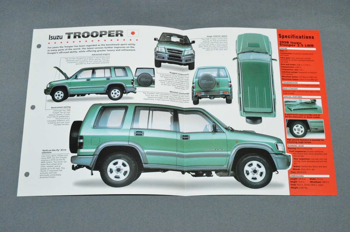 1998-1999 ISUZU TROOPER 3.5 LWB SUV SPEC SHEET BROCHURE