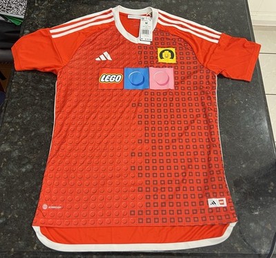 100% Authentic Adidas Tiro x Lego Red White Soccer Jersey Aeroready Men's medium