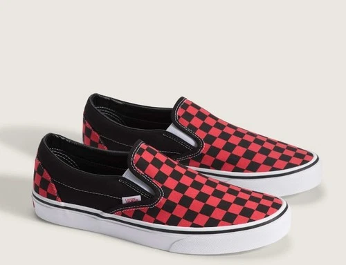 VANS Slip-On CHECKERBOARD Crimson OG MEN'S SNEAKERS VN000DAHFO9 black red Fashio