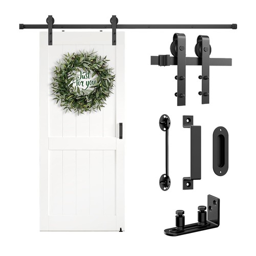 Barn Door Hardware Kit 6.6FT Heavy Duty Sliding Door Track Kit with ...