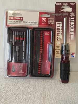 #ad Latshaw Tools Mr Ratchet Screwdriver AND Craftsman 29 Piece Driver Set $29.84