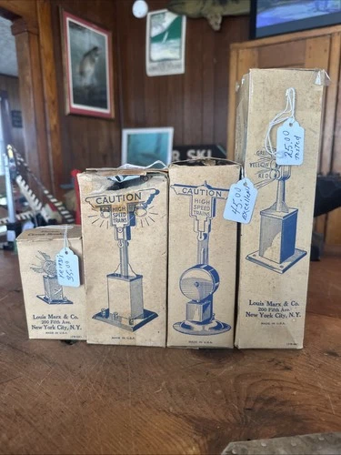 Vintage Marx O Scale Model Railroad Signs And Breakers - All In Boxes EX+ Works