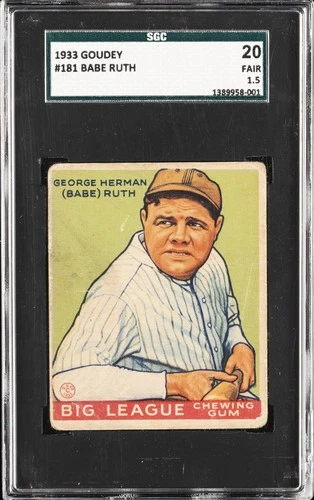 1933 GOUDEY #181 BABE RUTH SGC 1.5