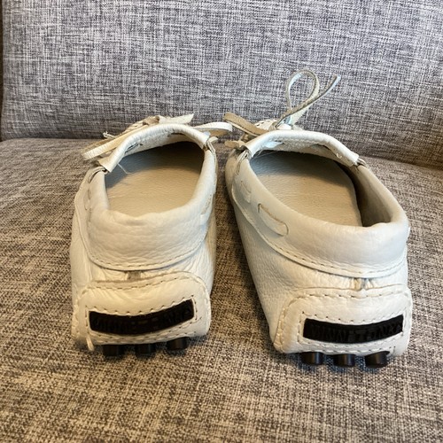 Minnetonka Womens Kilty Driving Mocassin Slip On Shoes Size 6.5 White Leather - Foto 4 di 9