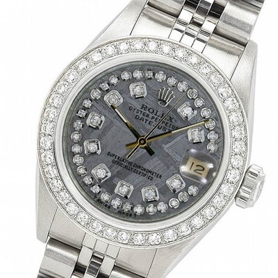Rolex Datejust Steel String Meteorite Dial Diamond Bezel 0.90cts Jubilee Watch