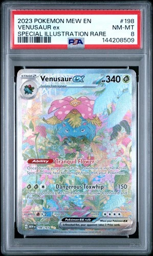 2023 POKEMON MEW EN-151 SPECIAL ILLUSTRATION RARE #198 VENUSAUR EX PSA 8