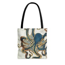 Abstract Octopus Tote Bag, Artsy Ocean Carrya...