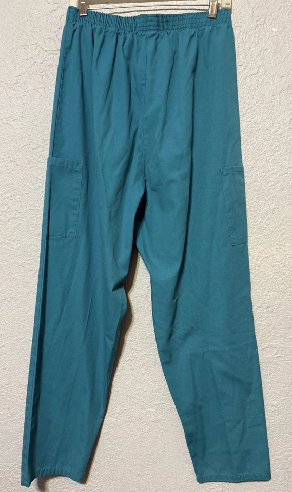 White Swan Fundamentals Scrub Bottom Uniform Teal Blue Elastic Waist Vtg Pants - Image 4 of 4