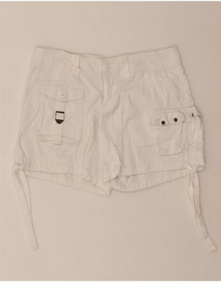 BENETTON Womens Low Waist Cargo Shorts IT 38 XS W30  White Cotton DR99
