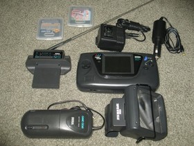 Sega Game Gear Set: Console, TV Tuner, Case, Battery Pack, Power Supply, 2 Games