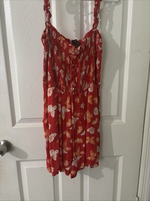 AUW XL Red Butterfly Print Sleeveless Chiffon Mini Tank DressA4