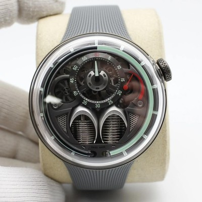 HYT H1.0 48.8mm Steel Gray Skeleton Dial Manual Winding Mens Watch H02095-A
