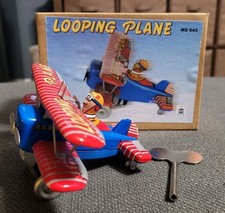 Vintage Ha Ha Toy Looping Tin Metal Plane Very Colorful - Works Perfectly