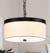 Ludil 12'' Modern Drum Chandeliers, 3-Lights Modern Fabric Chandelier Pendant