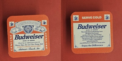 Budweiser Serve Cold Brauerei Bierdeckel Bier