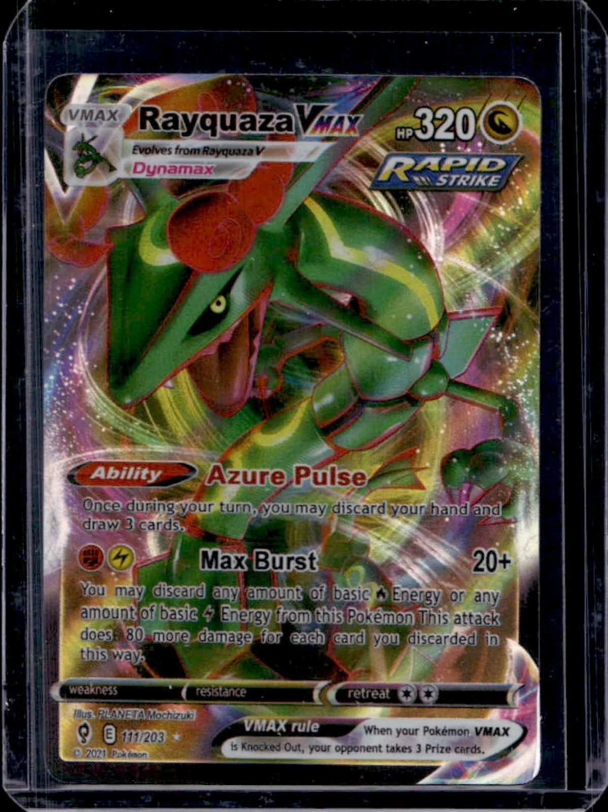 2021 Pokemon SWSH Evolving Skies Rayquaza VMAX Ultra Rare #111/203