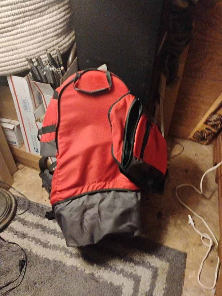 Outdoor Gear Red Hiking Backpack with Adjustable Straps - Image 2 of 2