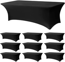 10 Pack 8FT Rectangular Spandex Tablecloth,Wrinkle Resistant Fitted Cover 96x30