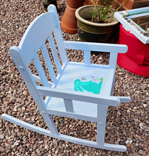 Children’s Blue Wooden Rocking Chair Pine Finish 69x37x57cm Bunny Rabbit Seat