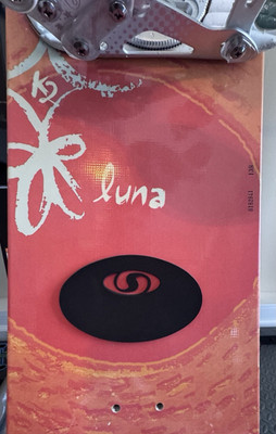 K2 Luna 138 cm Snowboard with Bindings Orange Yellow Graphics
