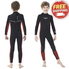 Seaskin Kids Wetsuit Size 4, Black/Red Neoprene Thermal, Multi Functional