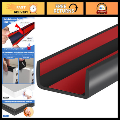 Self-Adhesive Rubber Edge Trim 1.5'' U Channel Protector, 20ft Flexible Edge Band