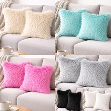 Fluffy Cushion Covers Set of 2 18" x 18" Long Pile Shaggy Faux Fur