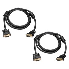 2 PCS VGA Cable (5 ft 9 Pin) - Male to Male Video Cable Adapter Cord Black