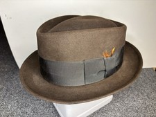 Vintage 1950s Towncraft Fur Felt Fedora Hat Brown 7 1/8 JCPenney MCM Mad Men