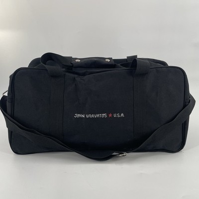 John Varvatos Weekender Duffle Bag - Black Nylon Travel Gym Bag - Shoulder Strap