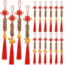 12 Pieces 2026 Chinese New Year Horse Charms Feng Shui Coins Red Knot Ornaments