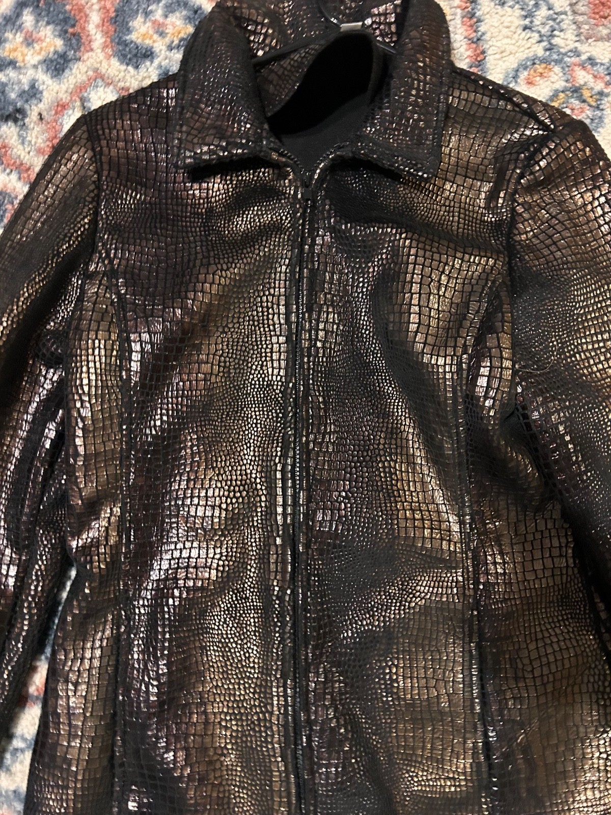 Ameri Mode Womens Jacket Snakeskin Black Zip Fron… - image 4