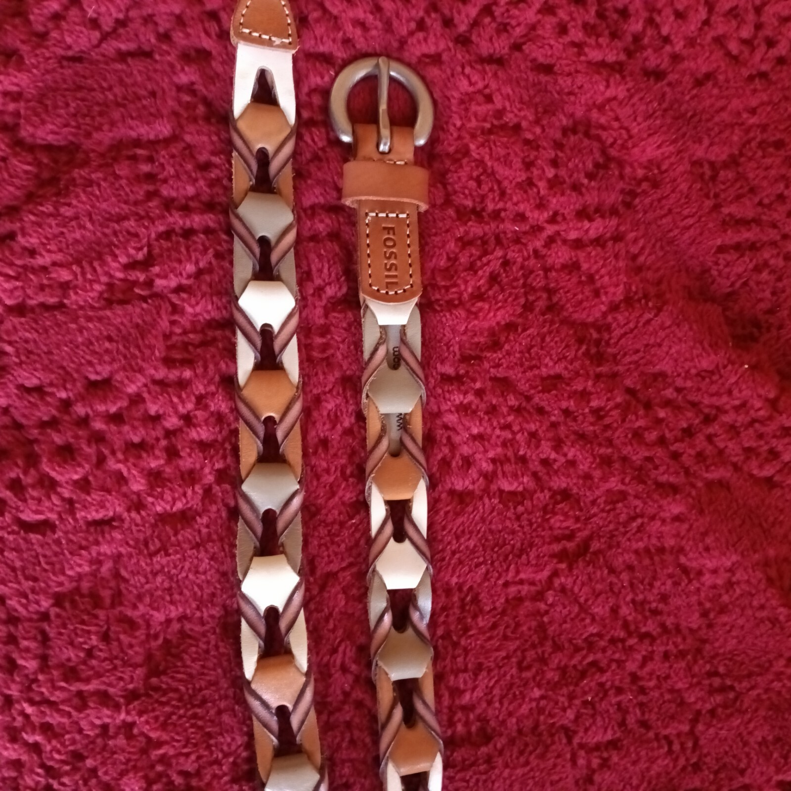 Fossil Interlocking Multicolor Genuine Leather Be… - image 3