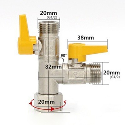 Ventil Ventilanschluss Verteiler 1/2 Zoll 3-Wege Adapter Doppelschalterkugel DE