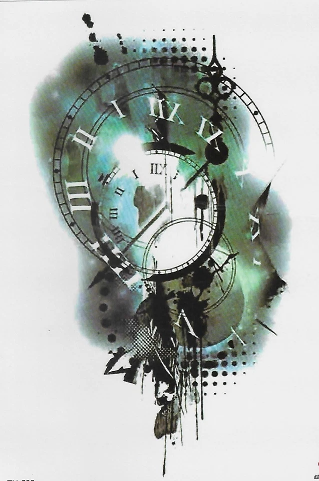 MARKENLOS Clock Arm Disposable Tattoos Time Clock Temporary Tattoo Body Sticker 21x15cm