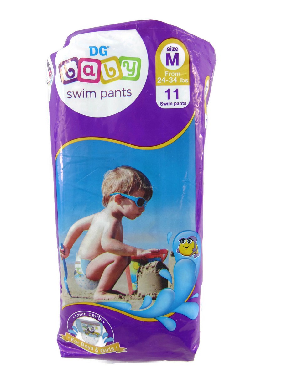 DG Baby Swim Pants Disposable Diaper Boys Girls Size M (24-34 lbs) (11  Count)