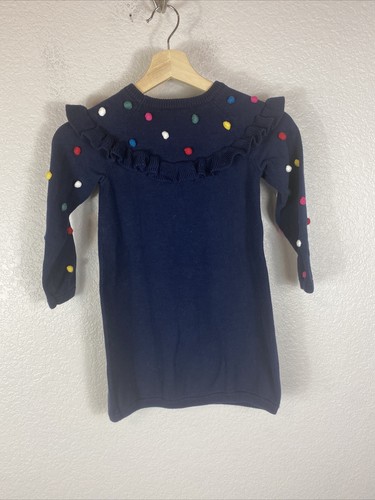 Hanna Andersson Girls Dark Blue Long Sleeve Ruffle Yoke Sweater Dress US 5T - Bild 7 von 7