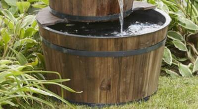 Stoneberry-One-Tier Wooden Barrel 23 X 23 Great For Plants and Yard Display 