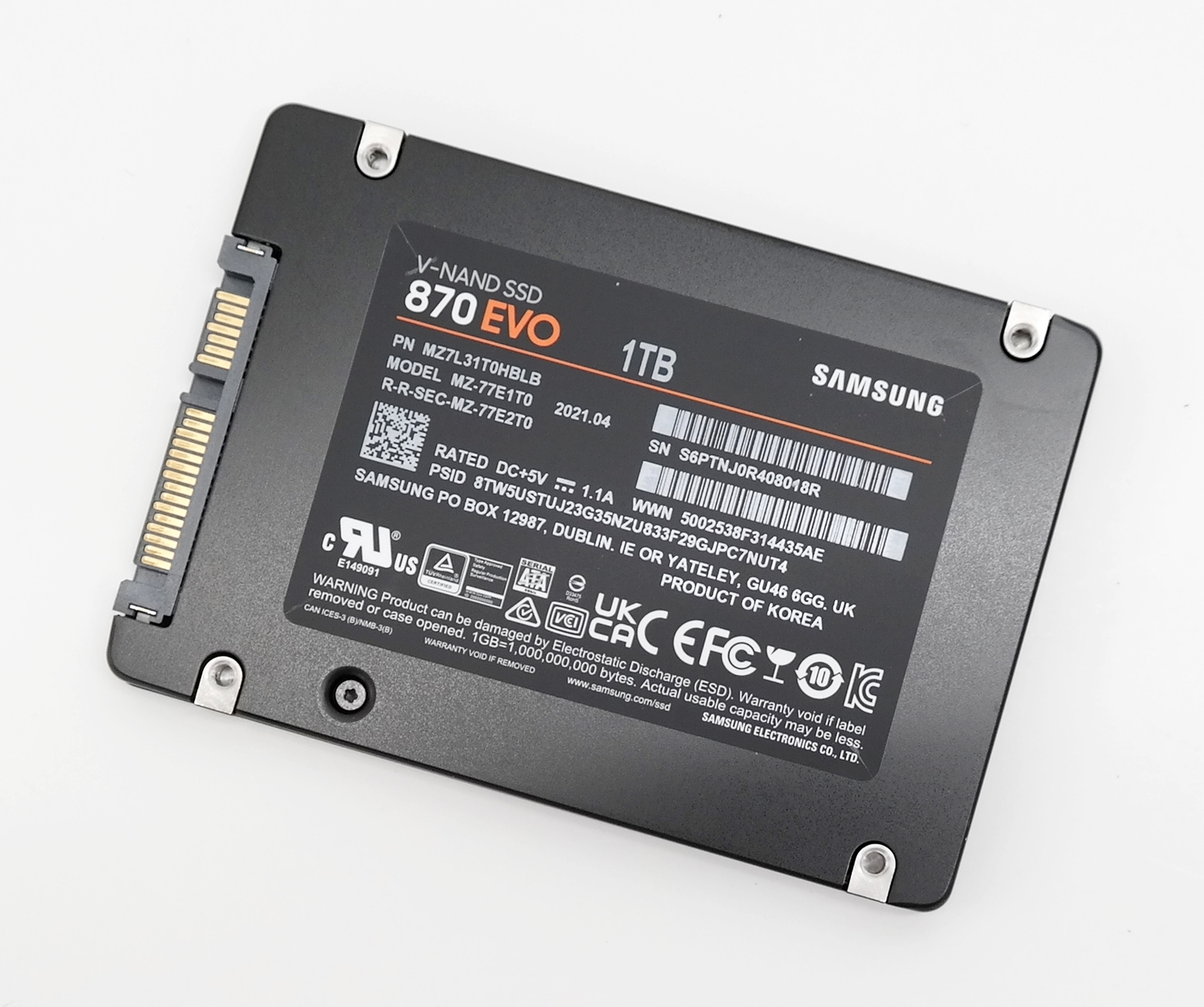 Samsung 870 EVO 1TB Internal Solid State Drive SATA 2.5" MZ77E1T0B/AM