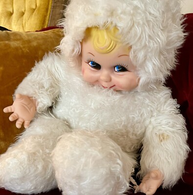 RUSHTON Rubber Face White Plush Snow Baby Doll Vintage 60's | eBay