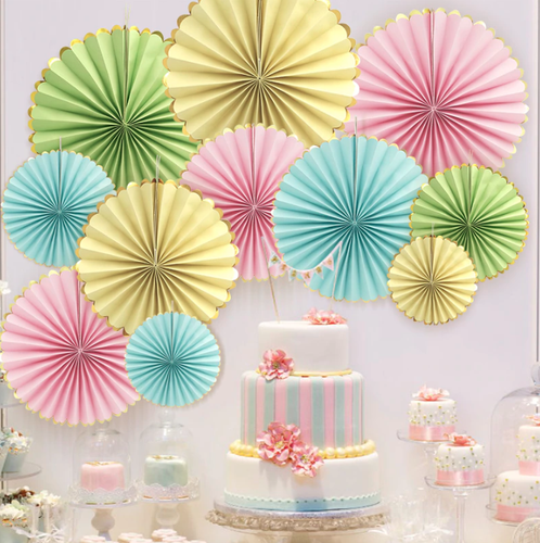 Paper Fan SET Wedding Birthday Party Home Baby Shower Retro Photo Prop Decor - Picture 7 of 94