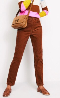 #ad Boden Corduroy Pants Size 2 Brown Rust High Rise Straight Leg Classic Trouser $16.95
