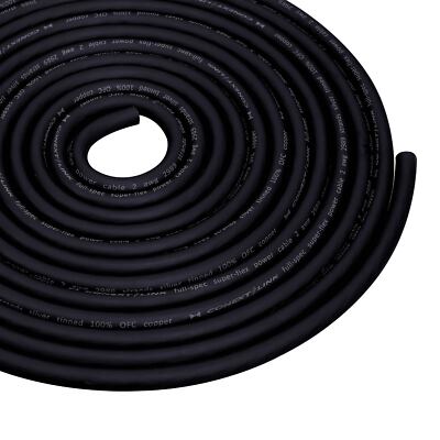 10ft 2GA Gauge Car Battery Power Cable Ground Wire Tinned OFC Copper Frost Black