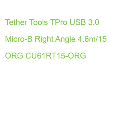 Tether Tools TPro USB 3.0 Micro-B Right Angle 4.6m/15 ORG CU61RT15-ORG