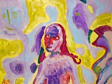 Dipinto olio "Donne alla tomba di Gesù" pezzo unico sig Prof.em Andreas Loeschner-Gornau