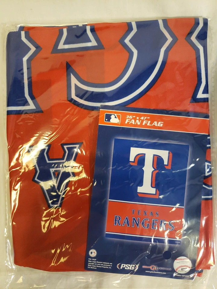 NUEVO Texas Rangers 2 Caras GRANDE Bandera 36" x 47" MLB Fan Yard Exterior Nylon Foto 2 de 3