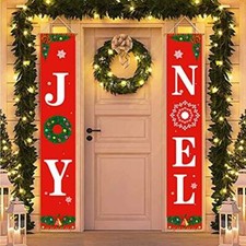 New 2 Piece Hanging Banners - Joy  Noel Christmas Porch Banner Set SH171