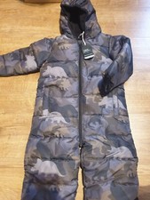 Next Boys Grey Dinosaur Snowsuits Size: 2-3 years BNWT